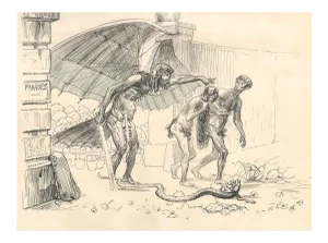 Expulsion from Paradise - Original Ink Drawing by Lac Man Early 20th century