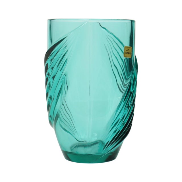 1980s Vintage Turquoise Blue Glass Vase from Luminarc France, 1980s For Sale - Image 5 of 12