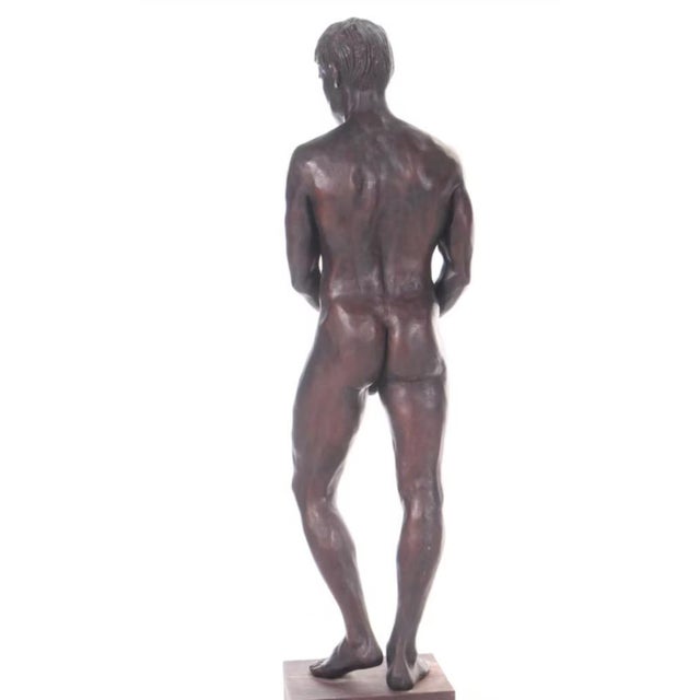 1970s Gary Ross Life-Size Bronze-Finish Fiberglass Sculpture of Standing Male Nude For Sale In Lexington, KY - Image 6 of 7