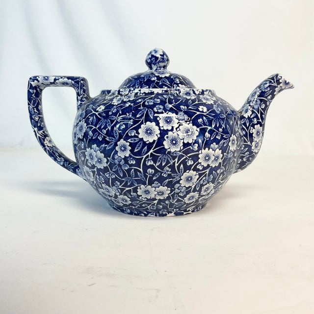 This is a gorgeous Blue and white Calico Teapot from Crownford China Co. out of Staffordshire England. The ceramic teapot...