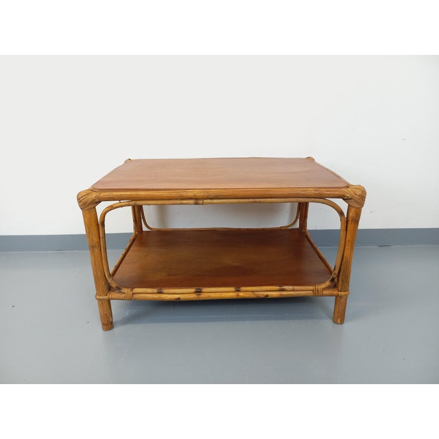Vintage Rattan and Wood Coffee Table, 1960s For Sale - Image 9 of 13