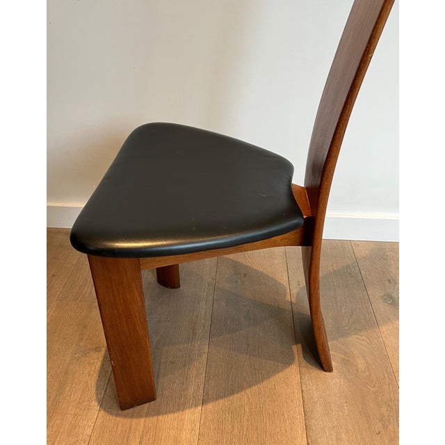 Wood Circa 1970 Scandinavian Chairs in Exotic Wood and Black Leather- a Pair For Sale - Image 7 of 12
