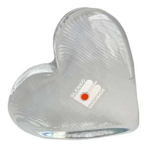 Vintage Blenko Glass Love Heart Paperweight Original Sticker Intact