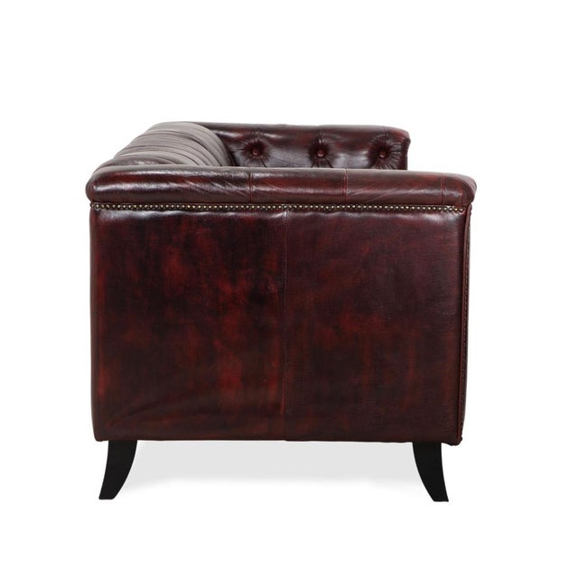 Chesterfield Three-Seater Sofa in Leather For Sale - Image 13 of 16