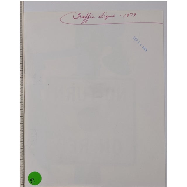 1979 black and white photograph of a No Turn on Red street sign. Combined shipping available, please inquire.