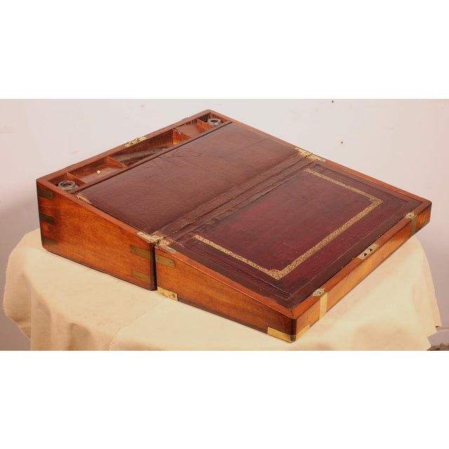 Tan Marine Writing Desk in Mahogany with Hidden Compartment, 1800s For Sale - Image 8 of 14