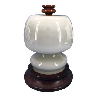 Italian Mid-Century Modern Opaline Shade Night Table Lamp, Mid 20th Century For Sale