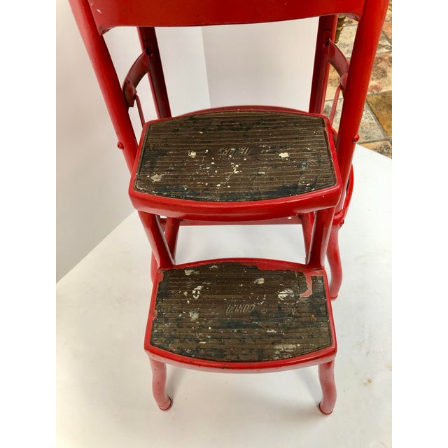 MidCentury Cosco Red Metal Kitchen Utility Stool Chairish