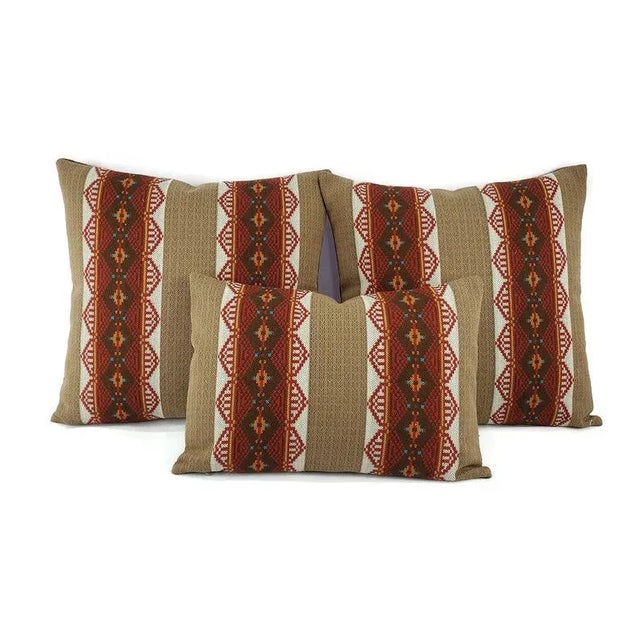Southwestern-Style Brown & Red Stripe Pillow Cover For Sale In Portland, OR - Image 6 of 9