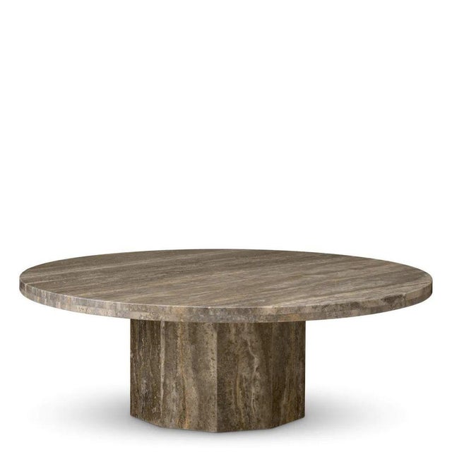 Silver Coffee Table in Silver Travertine Stone For Sale - Image 8 of 8