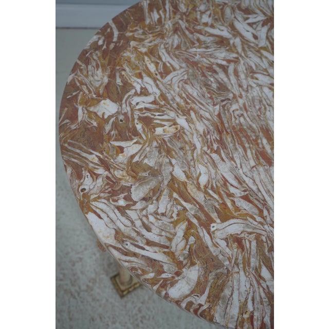 Vintage Louis XVI Marble Top Round Lamp Table W. Swans For Sale - Image 11 of 13