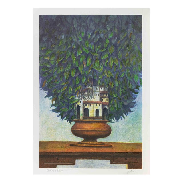 Franco Fortunato, The Garden City, Lithograph, 1990s For Sale