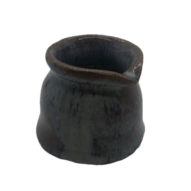 Vintage Petite Glazed Studio Pottery Creamer Vase, Artist Signed For Sale In Seattle - Image 6 of 12