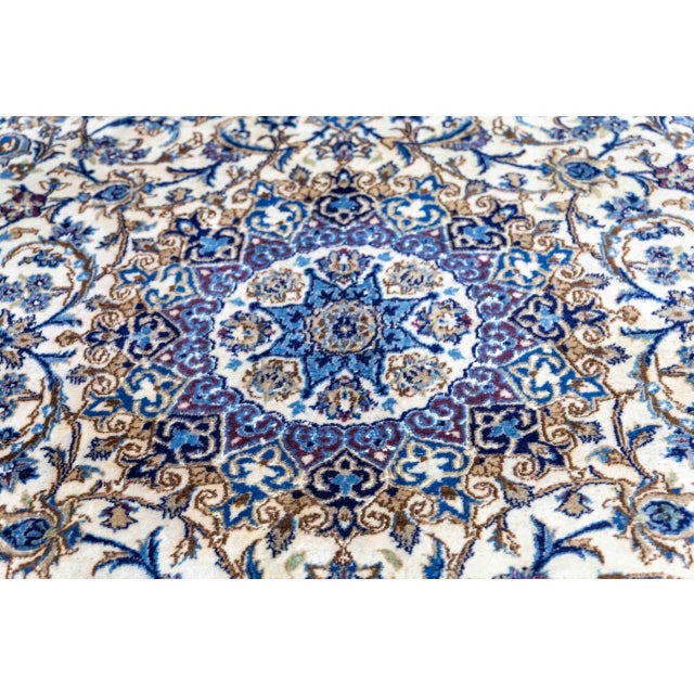 Blue Middle Eastern Hand-Knotted Rug with Lachak-Toranj Medallion with Silk For Sale - Image 8 of 13