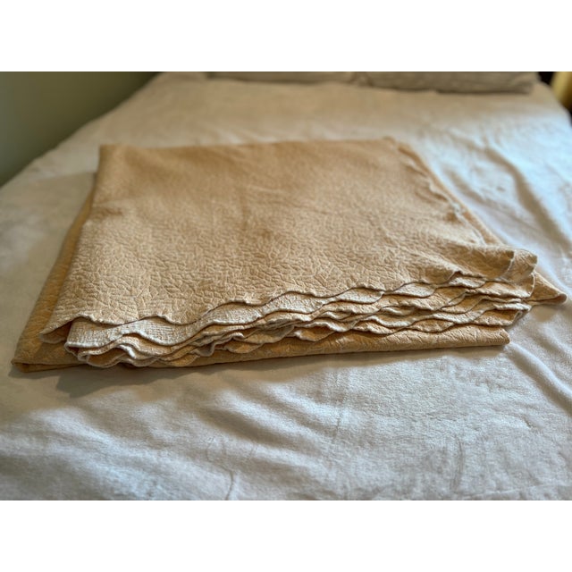 French Country Portuguese Colchas Domingos Heavyweight Cotton Matelassé Oversized Queen Coverlet | Soft Buttercream For Sale - Image 3 of 13