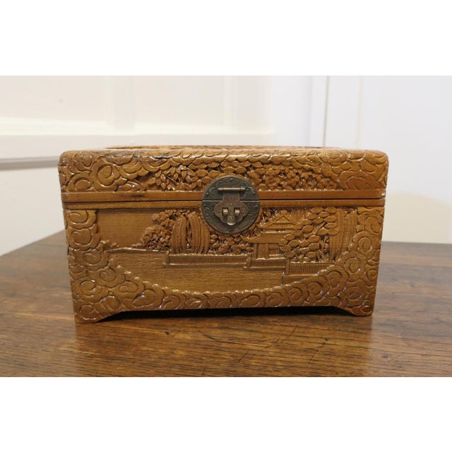 Oriental Carved Camphor Wood Chest, 1950s For Sale - Image 3 of 7