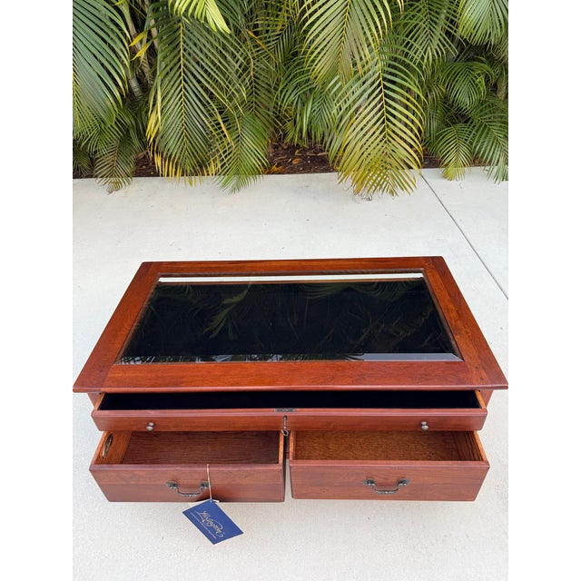 1990s 1990s Bob Timberlake Lexington Furniture Glass Top Display Coffee Table For Sale - Image 5 of 7