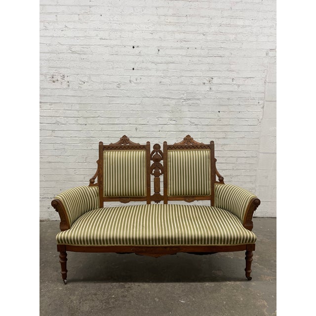 Vintage Eastlake Victorian Era Parlor Settee For Sale - Image 11 of 11