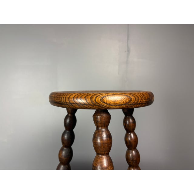 Charles Dudouyt Mid-Century Turned Wood Bobbin Stool in the style of Charles Dudouyt, France, 1950s For Sale - Image 4 of 15