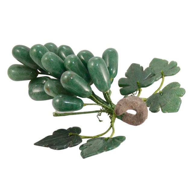 Traditional Green Carved Stone 8" Grape Cluster For Sale - Image 3 of 6