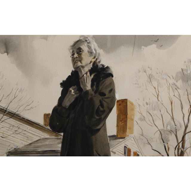 1940s A Man's Mother, Saturday Evening Post, 1940 Signed Watercolor by Nicholas Riley For Sale - Image 5 of 7