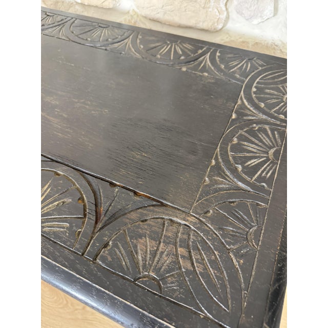Black Antique Gothic Ebonised Carved Lowboy Hallway Console Table, 1890s For Sale - Image 8 of 9