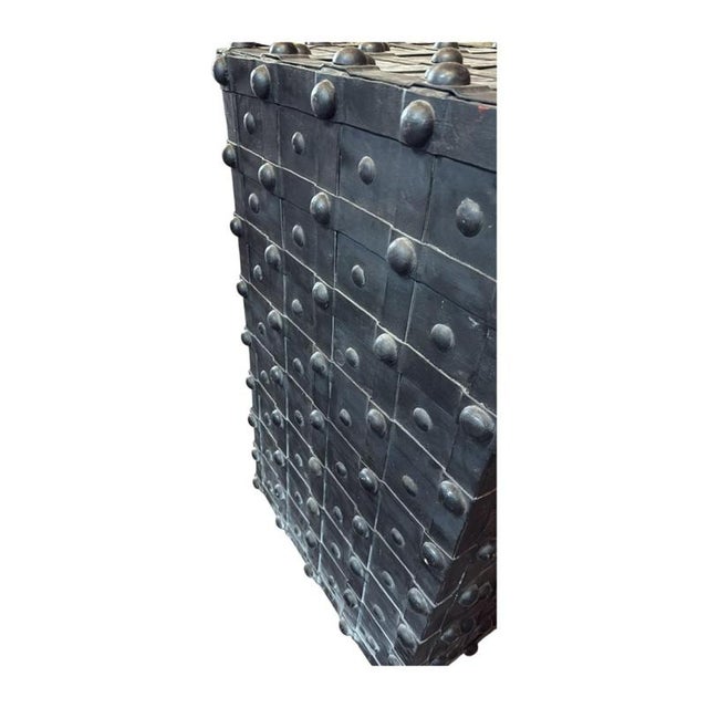 Late 19th Century Large Antique French Safe Iron Fittings with Riveted Straps, 1870, Set of 2 For Sale - Image 5 of 6