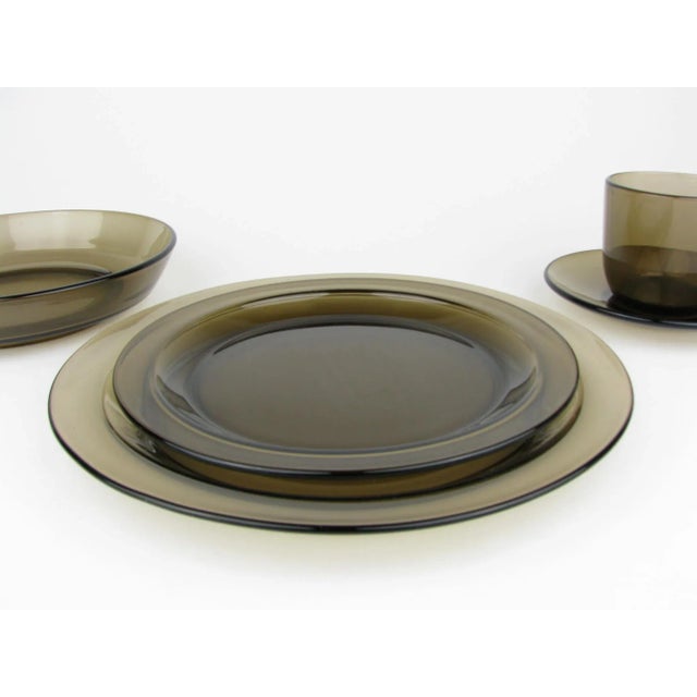 Vintage 1970s Vereco France Smoke Brown Glass Dinnerware Set - 40 Pieces For Sale - Image 4 of 12