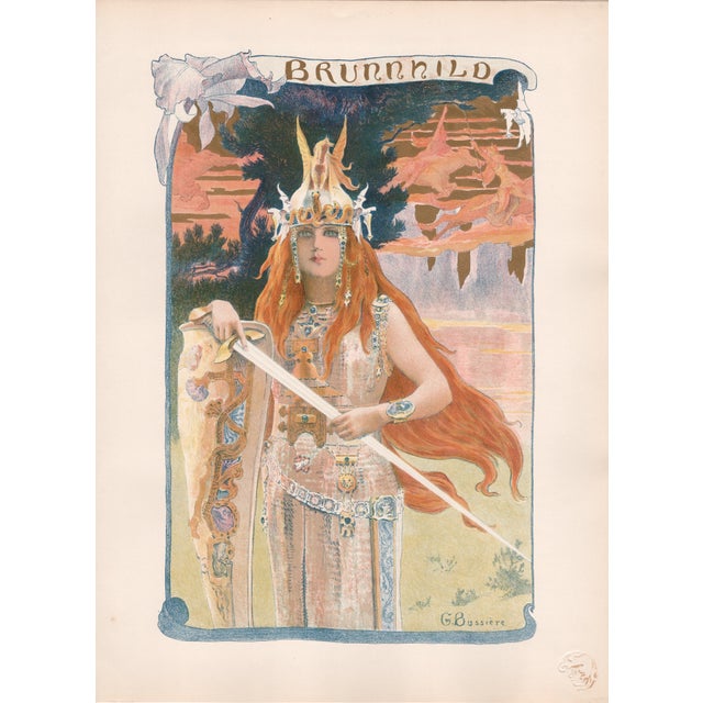 Gaston bussière (1836-1904) brunnhild (brunhild, aka brunhilda or brynhild) original lithograph from the glorious...