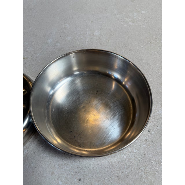 Vintage Brass Lemon Lid Box on Chrome Base For Sale In Los Angeles - Image 6 of 8