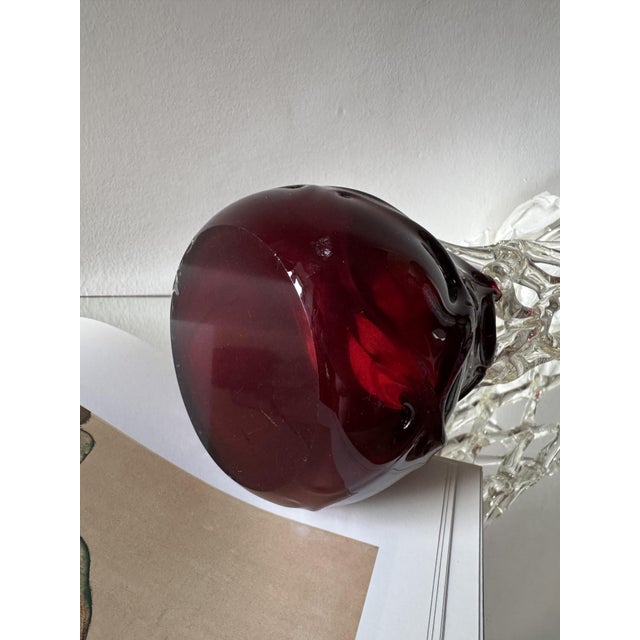 Maroon Vintage Sculptural Art Glass Vase by Katarínska Huta, 1980s For Sale - Image 8 of 12