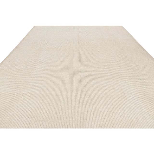 Rug & Kilim Oversized Rug & Kilim’s Modern Textural Rug in Cream White with Ribbed Stripes - 13x19 For Sale - Image 4 of 8