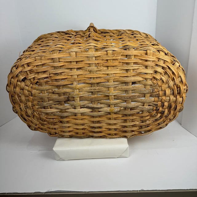 Vintage Oval Split Wood Gathering Basket For Sale - Image 15 of 17