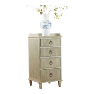 Modern History Four Drawer Gustavian Bedside Cabinet - Grey For Sale