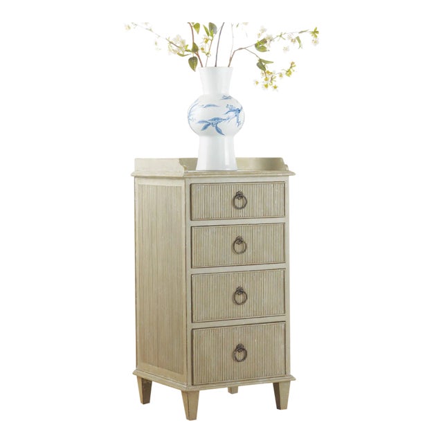 Modern History Four Drawer Gustavian Bedside Cabinet - Grey For Sale