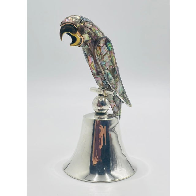 This striking decorative parrot bell was designed and manufactured in Taxco, Mexico, and exemplifies the refined...