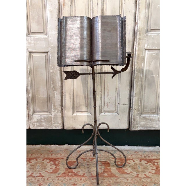 Black Italian Trompe l’Oeil Faux-Bamboo Iron Music Stand with Candlestick, Circa 1970s For Sale - Image 8 of 15