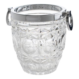 Art Deco Chrome and Crystal Champagne Ice Bucket by Alois Straszak for Le Crabe For Sale