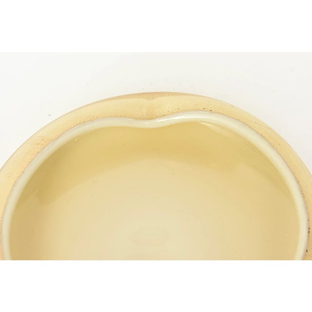 Gold Vintage Murano Style Gold Aventurine and Gold Dust Low Scalloped Bowl White Rim For Sale - Image 8 of 10