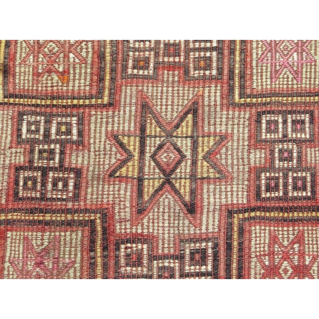 1960s Embroidered Turkish Kilim - 55"x113" For Sale - Image 4 of 11