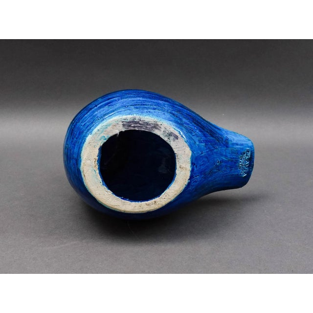 Blue Mid 20th Century Bitossi Aldo Londi Flavia Montelupo Italy Rimini Blue Owl Bird Pottery Sculpture For Sale - Image 8 of 8