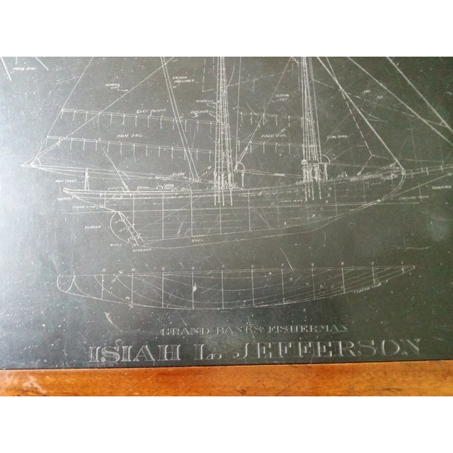 End Table W Soapstone Inset Engraved W Blueprints of the Grand Banks Fisherman, Isiah L. Jefferson For Sale - Image 11 of 12