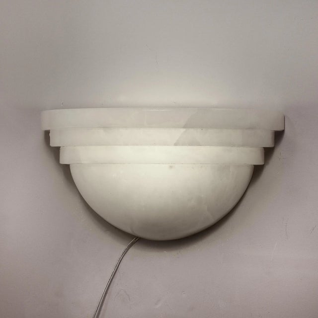 Pair of Art Deco Skyscraper Style Alabaster Sconces For Sale - Image 12 of 12