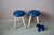 Vintage Rockabilly Stools in Blue Faux Leather with Studs and Compass Legs, 1960s, Set of 2 For Sale - Image 3 of 9
