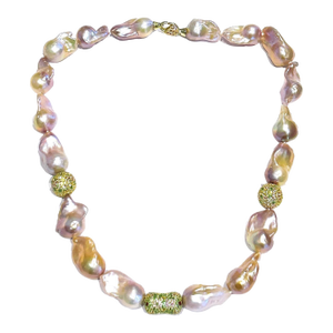 Bochic “Capri” Vintage Baroque Pearl & Multi Gem Necklace Set in 18K & Silver