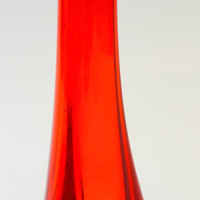 MCM Viking Epic Persimmon Orange Swung Glass Vase For Sale - Image 9 of 11