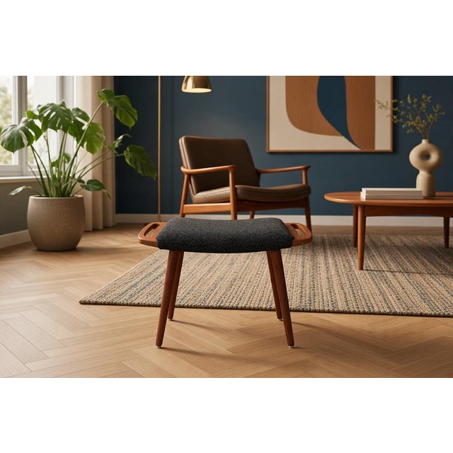 Vintage Danish Teak Stool with Shaped Handles, 1960s | Chairish