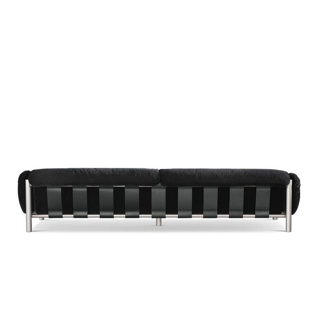 Contemporary Flo Four-Seater Black Fabric Sofa by Lorenza Bozzoli For Sale - Image 3 of 6
