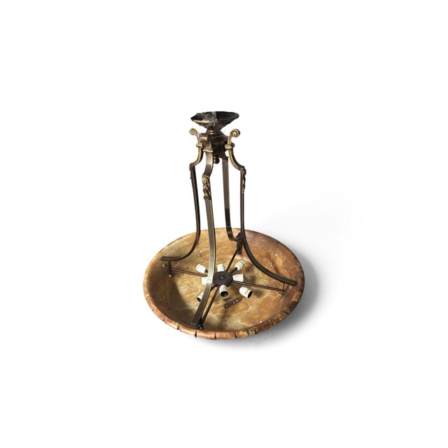 Large Neoclassical Alabaster & Bronze 8-Light Chandelier, Circa 2006 For Sale - Image 9 of 11