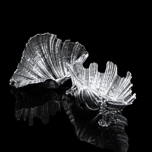 Metal Antique Victorian Silver Salt or Butter Dishes with Cast Shell Decor from Stephen Smith, 1866, Set of 2 For Sale - Image 7 of 18